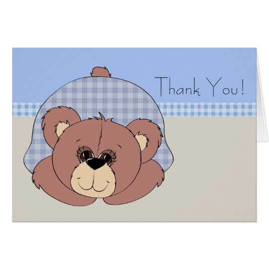 Blue Brown Teddy Bear Thank You Cards