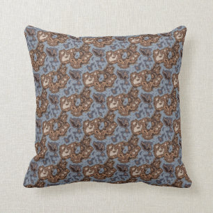 Blue Brown Tones Mottled Abstract Modern Pattern Cushion