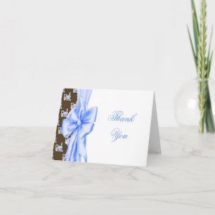 Blue Brown Trains  Baby Boy Thank You Cards