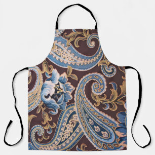 Blue Brown Vintage Paisley New Apron