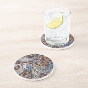 Blue Brown Vintage Paisley New Coaster