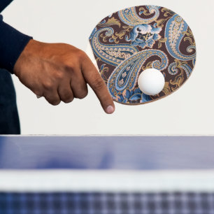 Blue Brown Vintage Paisley New Ping Pong Paddle