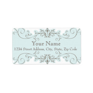 Blue Brown Wedding RSVP Envelope Address Label