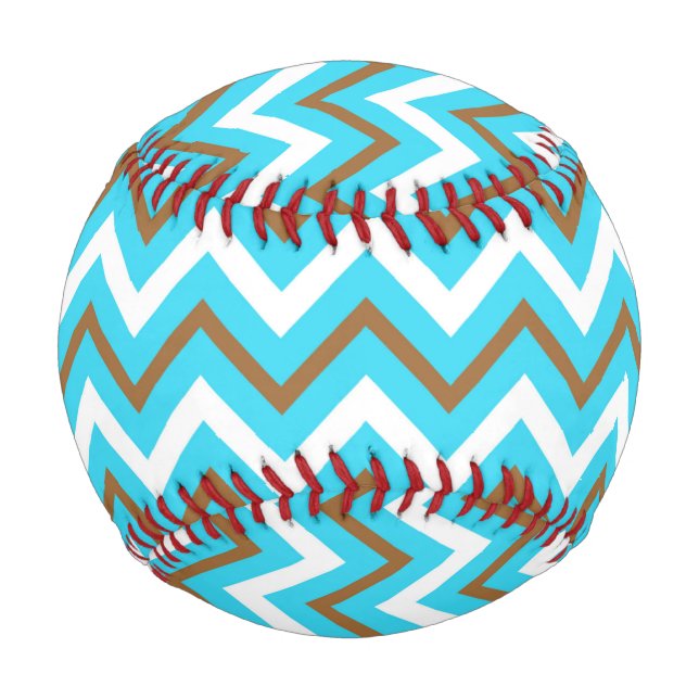 Blue Brown White Zig Zag Lines Geometric Sea Wave Baseball (Front)