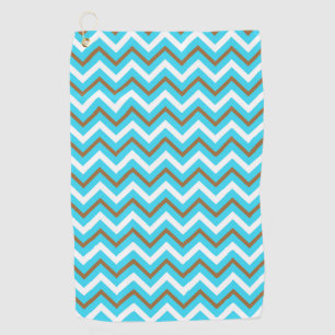 Blue Brown White Zig Zag Lines Geometric Sea Wave Golf Towel