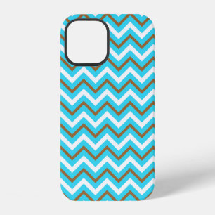 Blue Brown White Zig Zag Lines Geometric Sea Wave iPhone 12 Case