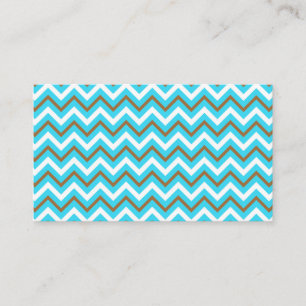 Blue Brown White Zig Zag Lines Geometric Sea Waves Business Card