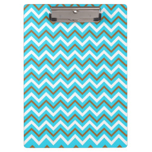 Blue Brown White Zig Zag Lines Geometric Sea Waves Clipboard