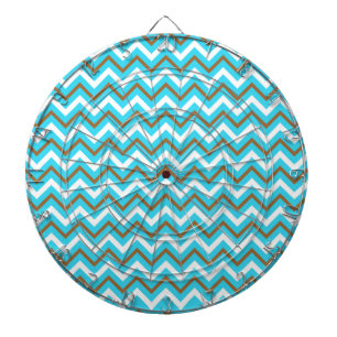 Blue Brown White Zig Zag Lines Geometric Sea Waves Dartboard