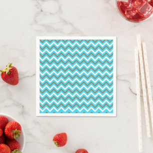 Blue Brown White Zig Zag Lines Geometric Sea Waves Napkin