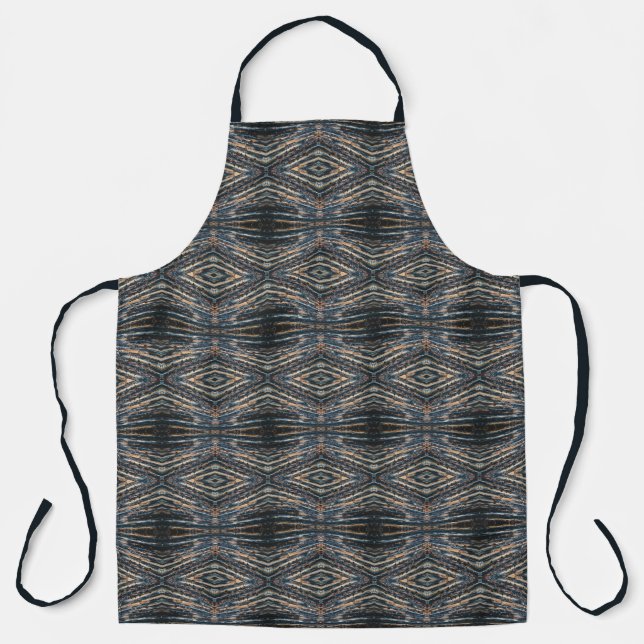 Blue & Brown Wood Beams Photo Perspective Pattern Apron (Front)