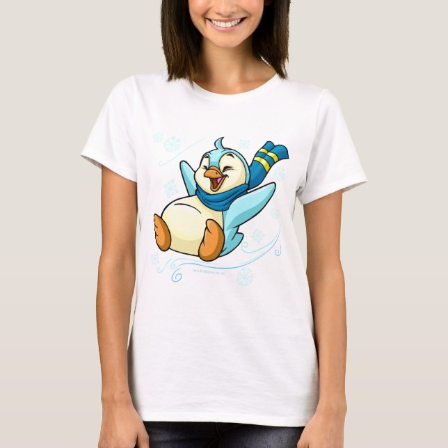 Blue Bruce sliding across ice T-Shirt (Front)