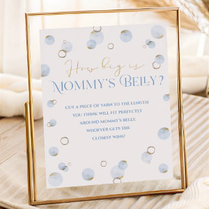 Blue Brunch Bubbly and Baby Shower Mommy's Belly Poster