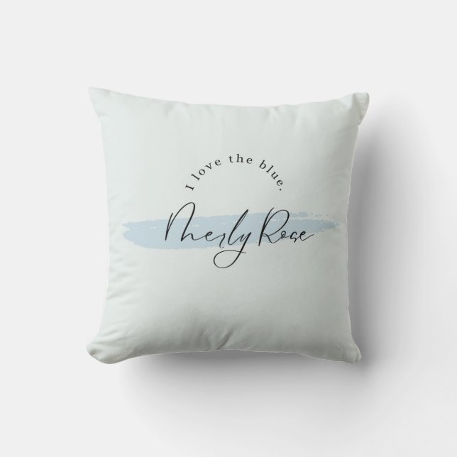 Blue Brush Romance Neily Rose Cushion (Front)