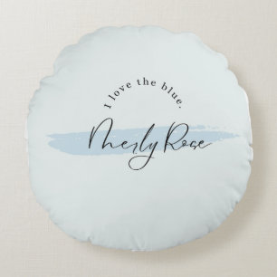 Blue Brush Romance Neily Rose Round Cushion