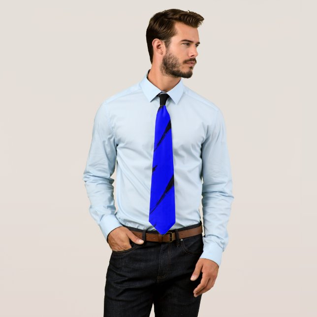 Blue Brush Stroke Modern Black Background Tie (In Situ)