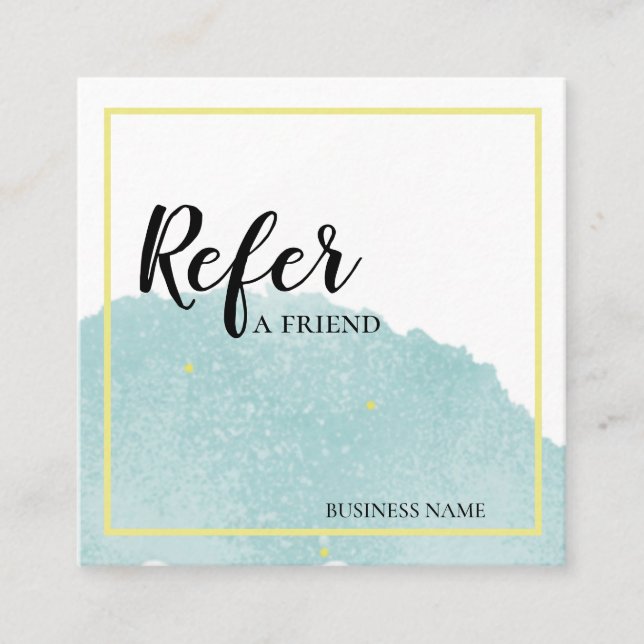Blue brush stroke Refer a friend Referral Card (Front)