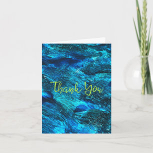 Blue Brush Strokes Abstract Thank You Card