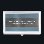 Blue Brushed Metal Metallic Monogram Name  Business Card Holder<br><div class="desc">A classic navy blue brushed metal personalised business card holder. Coordinates with other office supplies including binders,  notebooks and pens. Designed for you by Blackberry Boulevard.</div>