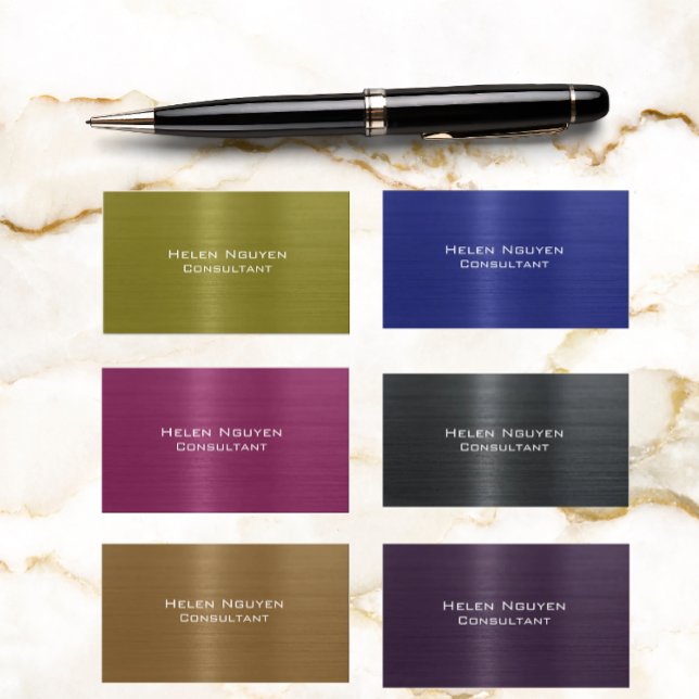 Blue Brushed Metal Metallic Stainless Steel Business Card (Creator Uploaded)