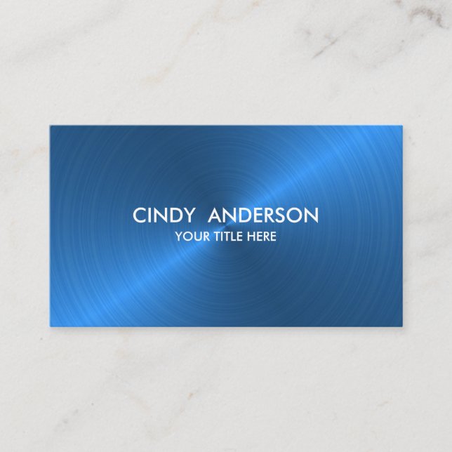 Blue Brushed Metal Sheen Business Card (Front)