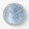 Blue Brushed Metal Silver Glitter Monogram Name