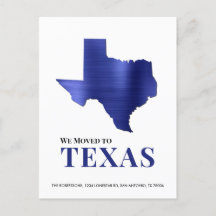 Blue Brushed Metal Texas Map New Address