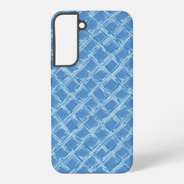 Blue Brushstroke Lattice Samsung Galaxy S22+ Case (Back)