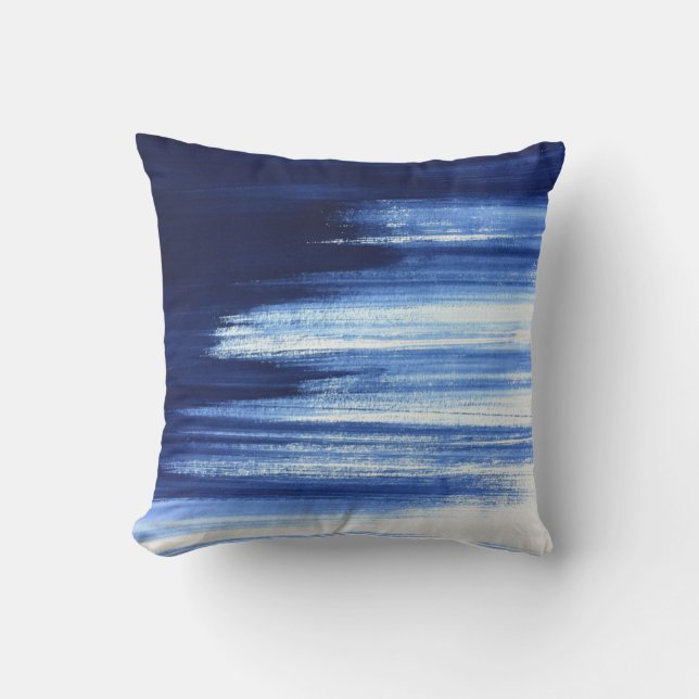 Blue Brushstrokes Art Cushion (Front)