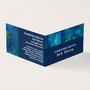 Blue Brushstrokes, Art Supplies Store, Detailed Business Card