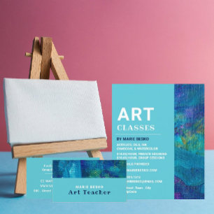 Blue Brushstrokes, Art Teacher, Art Classes Flyer