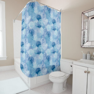 Blue Bubble Abstract Kids Bathroom Decor Shower Curtain