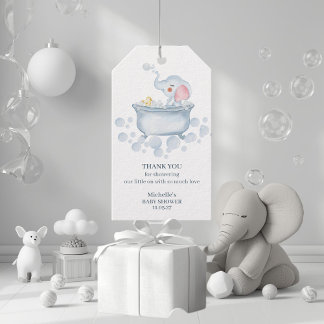 Blue Bubble Bath Animal Baby Shower Gift Tags