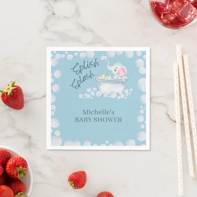 Blue Bubble Bath Animal Baby Shower Napkin (Insitu)