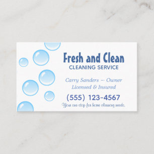 Blue Bubble Design House Cleaning Service Business Card