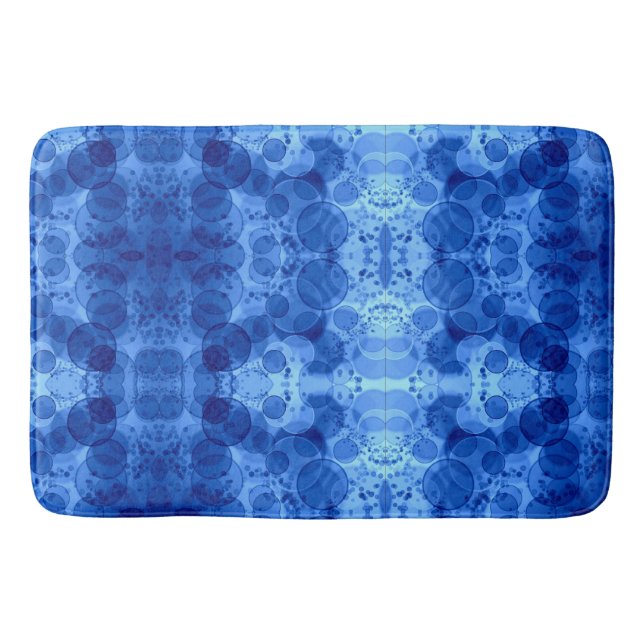 Blue Bubble Pattern Blanket Bath Mat (Front)