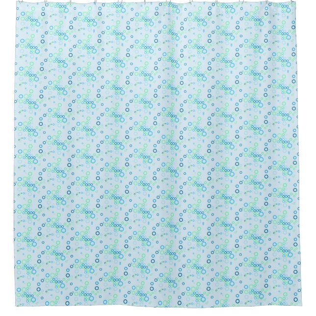 Blue Bubble Pattern Shower Curtain (Front)