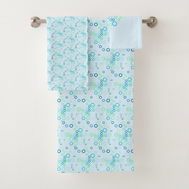 Blue Bubble Pattern Towel Set (Insitu)