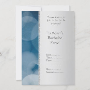 Blue bubble silver  BACHELOR PARTY INVITATION NEW