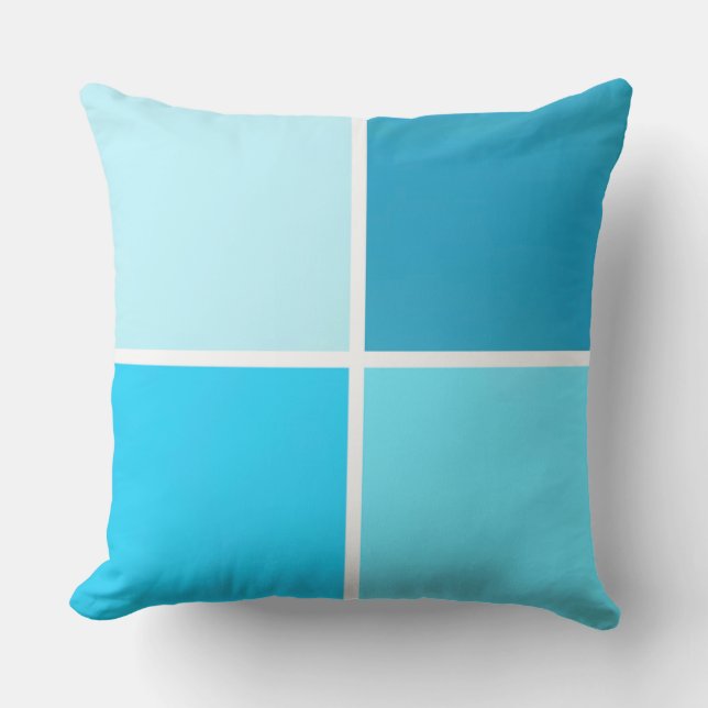Blue Bubble Squares Cushion (Front)