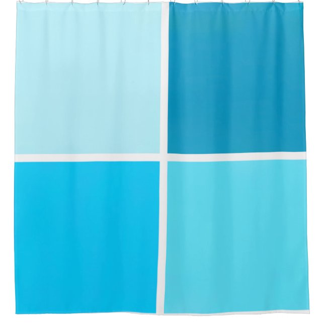 Blue Bubble Squares Shower Curtain (Front)