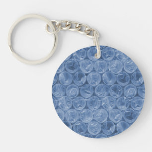 Blue bubble wrap key ring
