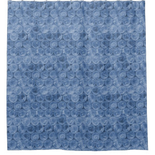 Blue bubble wrap shower curtain