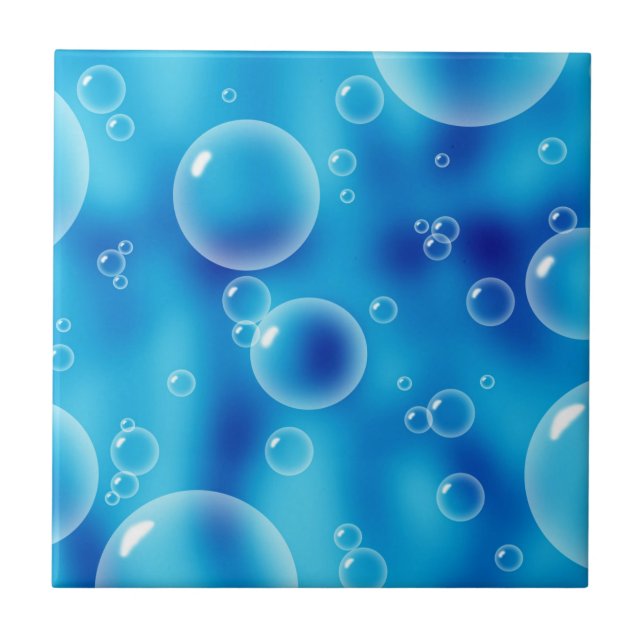 Blue Bubbles Ceramic Tile (Front)