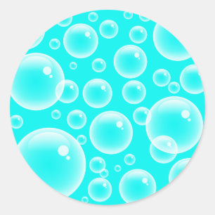 Blue Bubbles Classic Round Sticker