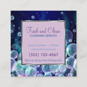 Blue Bubbles Design House Cleaning Service Square Business Card