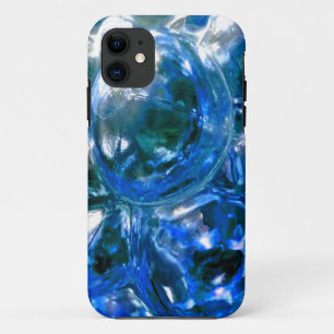 Blue Bubbles Glass Silver Sound Personalise It iPhone 11 Case