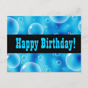 Blue Bubbles Happy Birthday Postcard