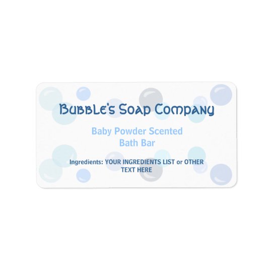 Blue Bubbles Pattern on White Soap Label Address Label