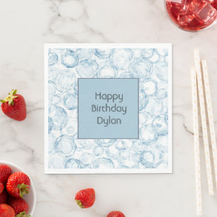 Blue Bubbles River Birthday Napkin